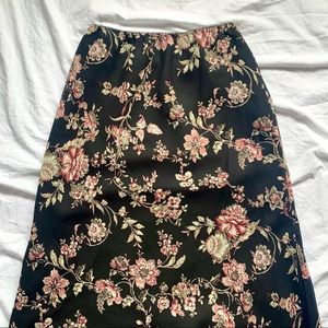 Vintage Floral Maxi Skirt with Leg Slit